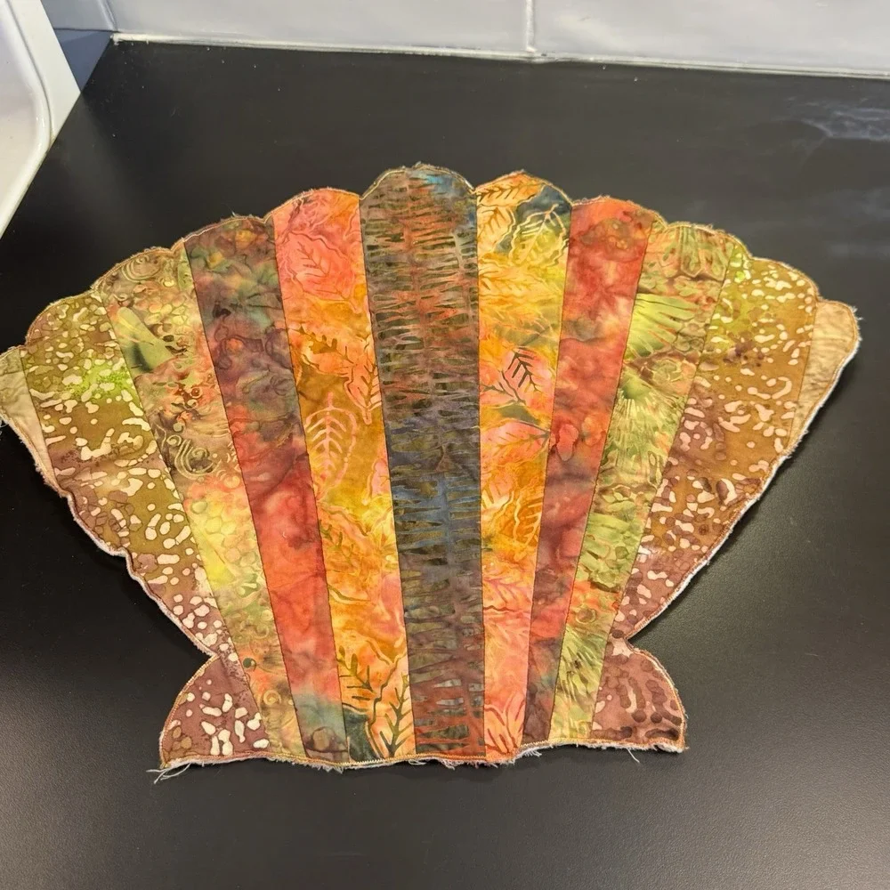 Sea Shell Handmade Quilted Reversible Placemats or topper Multi Colored Set of 8